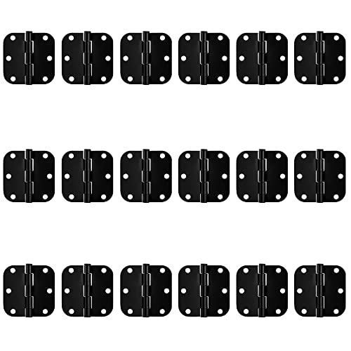 Zion 3 inches Matte Black Interior Door Hinges Heavy Duty Hinge Round Hinges 3 Inch Door Hinge Hardware Black -18 Pack