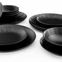 Nomnu Spiderweb Dinnerware Set, Gothic Dinner Plates and Bowls, Matte Black