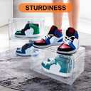12 Pack Acrylic Clear Shoe Boxes Ultra Clear Plastic Stackable Sneaker Storage For Sneakerhead. Professional Grade Shoe Display Case with Magnetic Door .Boots and Hat Organizer.Fits US Size 15