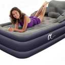 A-ER-FA Twin XL Air Mattress with Headboard, Quick 3 Min Inflation, 20in High, Flocked Top - For Home, Guest, Travel, Camping