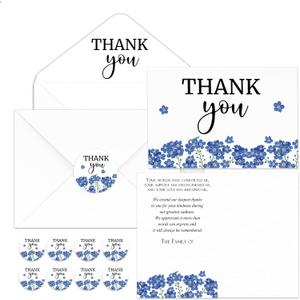 Fumete 50 Set Funeral Thank You Cards with Envelopes and Stickers Thank You Sympathy Cards with Meaningful Message Bereavement for Funeral Family Loved Ones Celebration of Life(Forget Me Not)