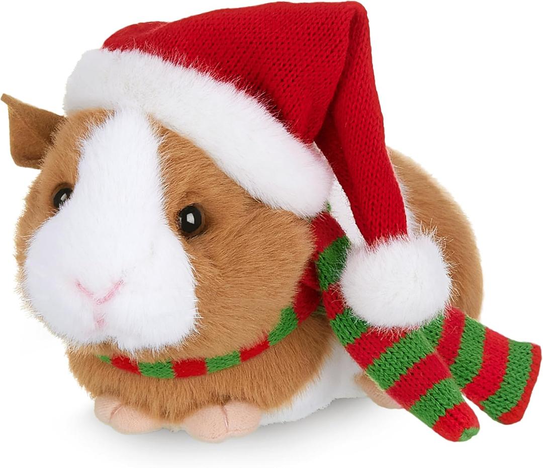 Bearington Collection Jolly Ginny The Guinea Pig Christmas Plush, 8 Inch Guinea Pig Stuffed Animal, Ideal Christmas Stuffy Gift for Toddlers, Kids & Teens