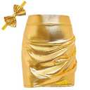 ZYBOUTIC Girls Metallic Skirts Sparkle Shiny Toddler Ruched Mini Skirts PU Faux Leather Birthday Short Skirts Party Halloween Christmas Newyear Gold 6 Years L