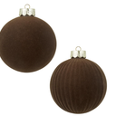 Velvet Christmas Balls Large Hanging Shatterproof Flocked Christmas Tree Ornaments for Xmas Tree Hanging, Holiday Wedding Party Decorations, Gifts and Home Decorations (Brown, 6" (2pcs))