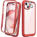 Diaclara Designed for iPhone 13, 6.1Case, Full Body Rugged Case with Built-in Touch Sensitive Anti-Scratch Screen Protector, with Camera Lens Protector " (Red)