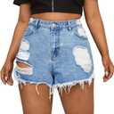 GAGELE Plus Size Denim Shorts Women High Waisted Stretch Summer Jean Shorts