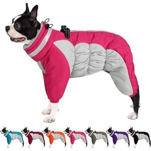 AOFITEE Dog Coat Warm Dog Puffer Jacket for Winter, Windproof Dogs Coat with Harness Built in, Reflective Turtleneck Dogs Winter Jacket Snowsuit, Full Body Fleece Coats for Medium Pet, M