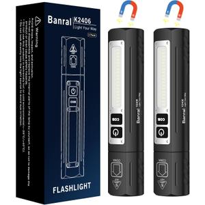 Rechargeable Magnetic Small Flashlights High Lumens - Super Bright Powerful LED Tactical USB C Flashlight, 8 Modes, Dual Button Waterproof Pocket Flash Light for Emergency, Car, Christmas Gifts