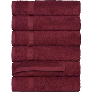 SALBAKOS 100% Turkish Cotton Hand Towel Set of 6 16x30 inch | Heirloom Quality | Hotel & Spa Collection | Ultra Soft, Super Absorbent, Long Lasting | Made in Turkey | Wine