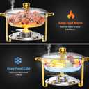 4 Pack 6 QT Round Chafing Dishes for Buffet with Glass Lid, Stainless Steel