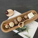 Wooden Dough Bowls DecorativeRustic Bread Long Bowls Decor Wood Tray, Hand Carved For Table Centerpiece Decor, Home Decor (20 * 6 * 2 inch Brown)