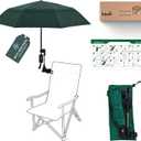 8 x Beach Chair Patio Umbrella with Universal Adjustable Clamp - Clamp-on Outdoor Sports Umbrella for Stroller Pool Camp Bleachers, Compact Lightweight Portable Shade, Windproof Sunshade (Dark Green)