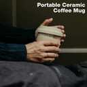 2 Pack Ceramic Travel Mugs with Silicone Lids, 15 oz Portable Coffee Mug Travel Unique To Go Mug, Reusable Coffee Cups with Non-Slip Sleeve, Cappuccino,Tea,Latte,Iced Coffee Cups, Dishwasher Safe