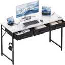 Pamray 47 Inch Small Computer Desk with 3 Drawers for Bedroom Study Writing Home Office Table for Small Spaces Marble