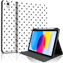 TopPerfekt Case for iPad 11th (A16) 11-inch 2025 / 10th Gen 10.9-inch 2022,Cute Polka Dot Stylish Aesthetics Design Protective Cover with Pencil Holder,Anti-Slip,Anti-Shock- Big Black Polka Dots White