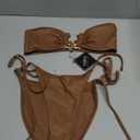 ZAFUL Bikini Sets for Women Strapless Top Sexy High Cut Bathing Suit Bandeau Two Piece Swimsuit String Beach Swim Suit 2026 (Small, Matte Deep Coffee)