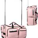 Fanwoli 28" Dance Bag with Garment Rack | Upgraded Stable System & Fabric | More Lightweight & Wear-Resistant | Ideal Competition Rolling Duffle Bag | Pink/Black Trim