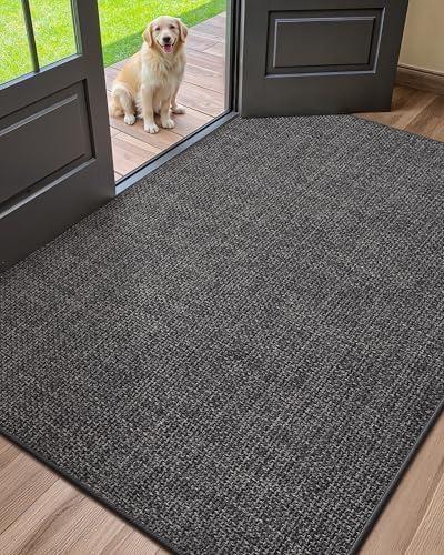 Color&Geometry Large Thin Front Door Mat Indoor Entrance Non Slip Rubber Backed, 48"x72" Indoor Door Mats for Entryway, Dirt Trapper Double Doormat, Washable Front Door Rugs, Charcoal Grey