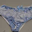 SHENHE Women's Layered Lace Satin Underwear Ruffle Bow Panty Mid Rise Kawaii Lolita Brief XL