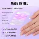 BTArtbox French Tip Press On Nails - White Press On Nails Almond, Short Fake Nails with Nail Glue, Fit Perfectly & Natural Reusable Stick on Nails in 16 Sizes, Mermaid