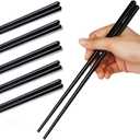 LEETOYI Ceramic Chopsticks Set of 5, Porcelain Chinese Chopsticks Easy To Clean, 9.6-Inch (Black)