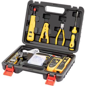 Gaobige Network Tool kit, RJ45 Crimp Tool kit Pass Through Crimper Cat6 Cat5 Cat5e Crimping Tool, Wire Tracker, 110/88 Punchdown Tool, Stripper, Cutter, Cat6 Pass Through Connectors