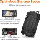 Amazon Basics 35-inch Large Rolling Duffel Bag with Wheels and Handle, Travel Duffle with Durable Ripstop Polyester Material, 2 Layers of Storage Space, Multiple Interior and Exterior Pockets, Black