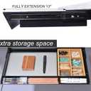 Large Under Desk Mounted Sliding Drawer with Bamboo Tray and 60 Degree Tilt Panel to Pull Out, 22'' Long & 13'' deep Large Storage Organizer for Sit Stand Workstation