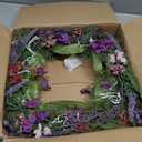 Briful Lavender Artificial Wreaths for Front Door, 20'' Spring Summer Faux Wreath for Indoor Outdoor Mantle Window