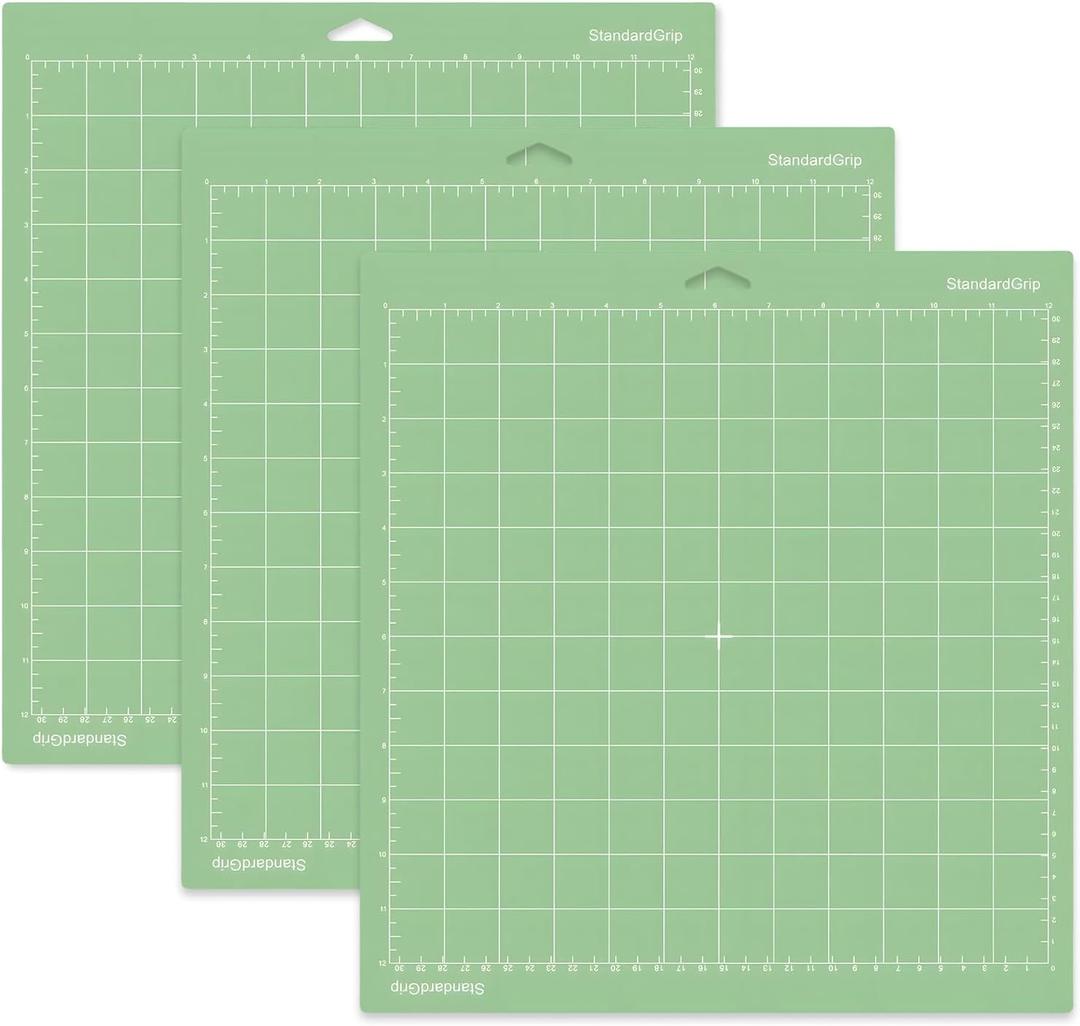 3 x 3 PCS Grip Cutting Mats, Non-Slip 12x12 Inch Green Cut Mats, Standard Sticky Grip Mat Compatible with Cricut Explore Air/Air 2/Maker Series Cutting Machines, Cutting Mats for Crafts DIY