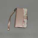 ULAK Compatible with iPhone 16 Pro Wallet Case with Card Holder, PU Leather Case with Kickstand Card Slots Wrist Strap, Durable Shockproof Protective Cover 6.3 Inch, Rose Pink Floral
