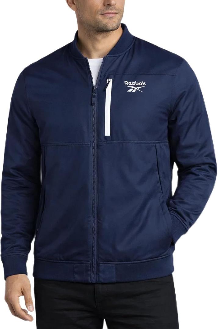 Reebok Mens Insulated Bomber Jacket for Golf, Gym & Hiking (Blue, M)