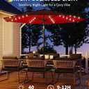 GarveeLife 10 ft Patio Umbrella with Solar Lights, 8 Ribs Outdoor Market Table Umbrella with 40 LED Lights & Tilt Crank for Pool, Deck, Backyard (Red)