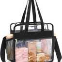 Fammart Clear Bag for Stadium Events, 12x6x12 Jelly Tote Bag for Women with Zipper for Beach Sports Concerts Work