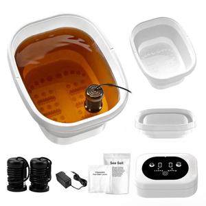 Ionic Foot Bath Detox Machine,Foot Detox Foot Bath Soak Tub with 2 Arrays,80 Disposable Foot Spa Liners,Detox Sea Salt,Folding Foot Spa Tub,Home Salon-Level Foot Soaking Tub