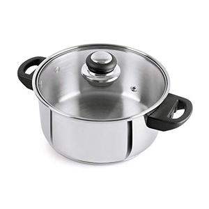 GoodCookSteelox Induction Compatibe Stainless Steel Casserole/Handi 3 LTR with Glass Lid