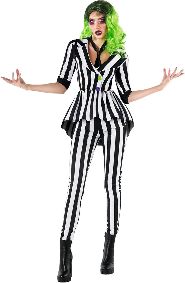 Morph Womens Black And White Striped Suit Sizes S-3XL, Halloween Costumes For Womens Halloween Costume (Large)