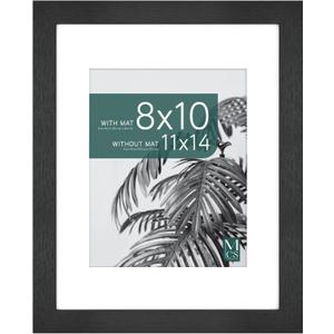 MCS Studio Gallery 11x14 Matted Photo Frame with 8x10 Picture Display, Black Woodgrain Engineered Wood Vertical & Horizontal Wall Hanging Large Picture Frame for Photos & Art Prints (1-Pack)