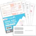 Blue Summit 1099 NEC Forms 2025 with Envelopes, 25 2025 1099 NEC Tax Forms, 4 Part Kit, Compatible with QuickBooks and Accounting Software, 25 Self Seal Envelopes with 3 1096 Included