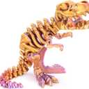 FunisFun 3D Printed Dragon with Articulated Bones for Adult, 3D Printed Dinosaur Fidget Toys Decor for Stress Relief (Red-Gold-Purple, 1P)