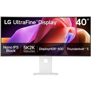 LG 40U990A-W 40-inch Ultrafine 5K2K WUHD (5120 x 2160) Nano IPS Curved Monitor, Thunderbolt 5, DisplayHDR 600, Built-in Power, Speaker, 120Hz, HDMI 2.1, DP 2.1, USB C, Tilt/Height/Swivel Stand, White