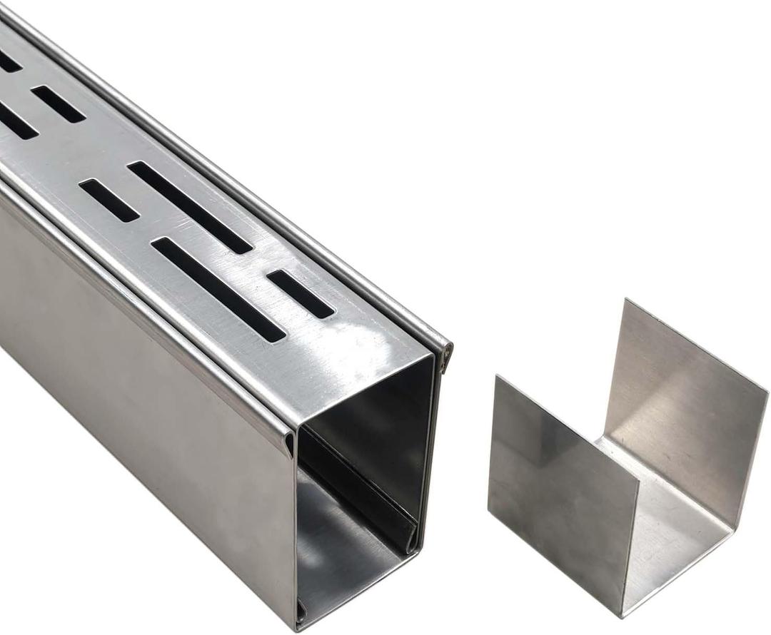Channel Drain 2" Wide x 3' 3-5/8" Long,Silver Outdoor Pool Deck Drain Channel 304 Stainless Steel with Coupling,Pool Drain for Concrete/Paver/Patios/Walkways