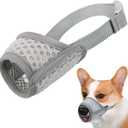 Mayerzon Dog Muzzle, Puppy Soft Mesh Muzzle for Small Medium Large Dogs Chihuahua Poodles Beagle Dachshund Corgis Labrador for Biting Chewing Grooming that Allows Panting Drinking(M, Grey) 