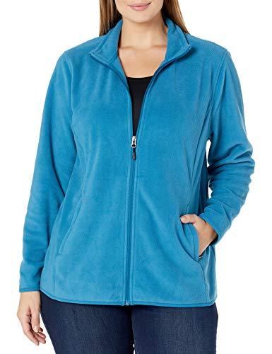 Essentials Women's Sherpa Long-Sleeve Mock Neck Full-Zip Jacket with Woven Trim 5XL