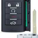 Keyecu Replacement Smart Remote Key Fob 5 Button for Cadillac STS CTS 2008-2013