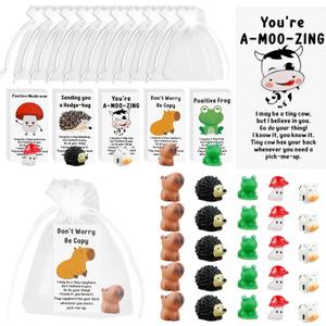 30 Set Employee Appreciation Gifts Bulk, Animal Pun Note Cards With Resin, Appreciation Gifts for Coworkers Office Volunteer School Thank You Gift Set