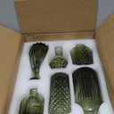 TBWIND 12pcs Green Glass Bud Vases Set, Small Vases for Flowers, Bud Vase for Centerpieces in Bulk, Mini Vintage Vase for Wedding Decorations, Office and Home Table Flower Dcor