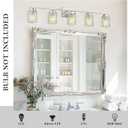 Emliviar 5-Light Modern Bathroom Vanity Light with Clear Geometric Glass, 40 Modern Brushed Nickel Bathroom Wall Light, E26 Base, HE294B-5W BN
