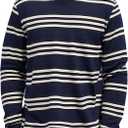 ZVX Men's Striped Long Sleeved T-Shirt, Casual Round Neck Long Sleeved Top, Regular-Fit Daily Striped T-Shirt Basic Style (Black, XXL)