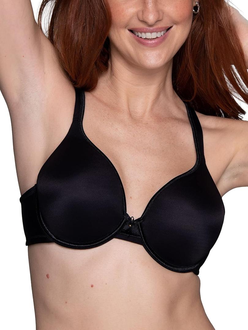 Vanity Fair Womens Bra with 2-Way Convertible Straps, Body Caress Full Coverage, Lightly Lined Cups Up to Dd (40C, Underwire - Black)